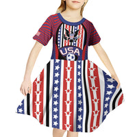 Custom United States Soccer Kid Short Sleeve Dress American Eagle Flag Stars And Stripes