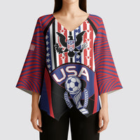 Custom United States Soccer Kimono Sleeve Blouse American Eagle Flag Stars And Stripes
