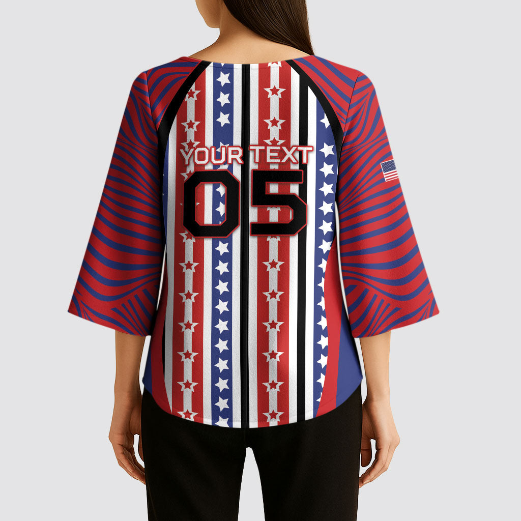 Custom United States Soccer Kimono Sleeve Blouse American Eagle Flag Stars And Stripes