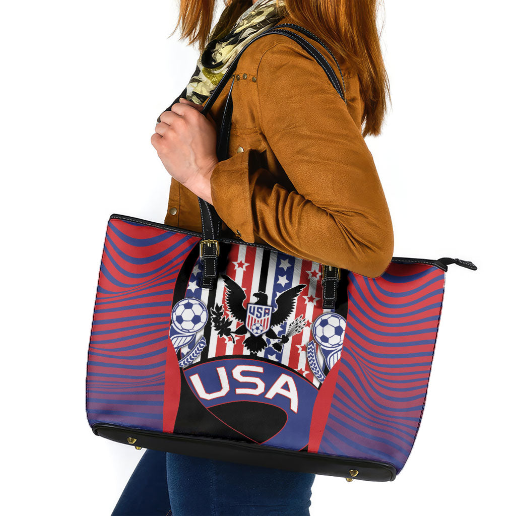 United States Soccer Leather Tote Bag American Eagle Flag Stars And Stripes