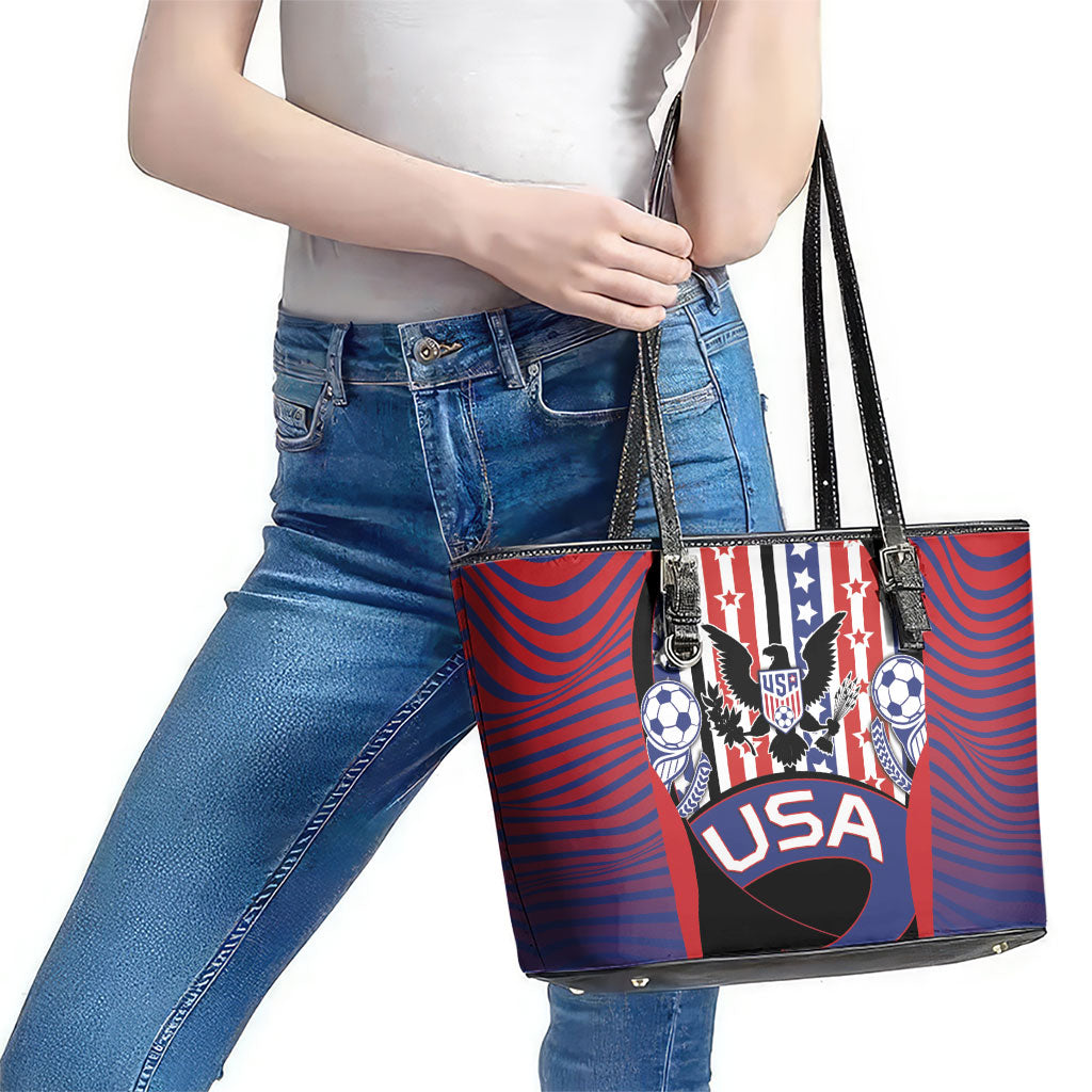 United States Soccer Leather Tote Bag American Eagle Flag Stars And Stripes