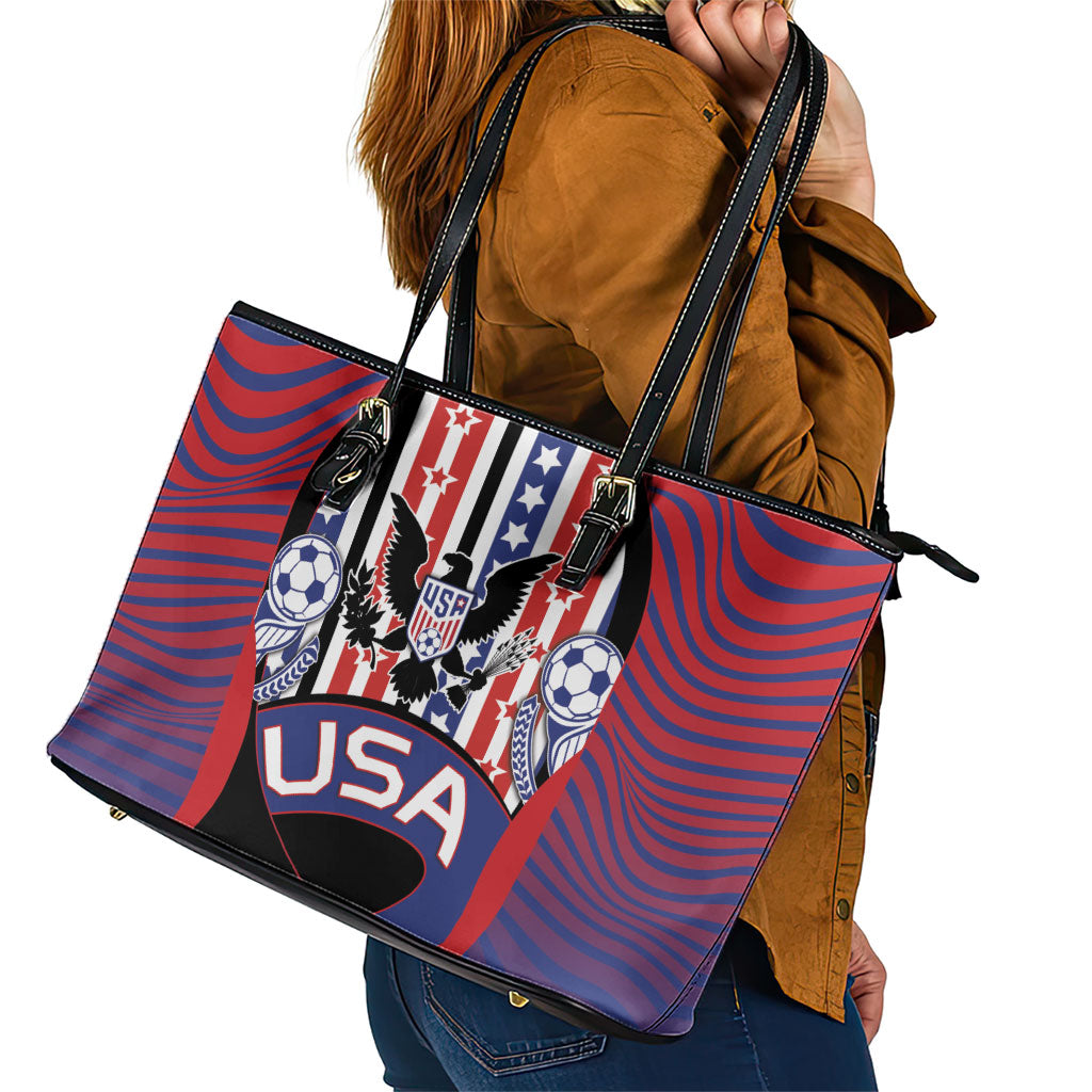 United States Soccer Leather Tote Bag American Eagle Flag Stars And Stripes