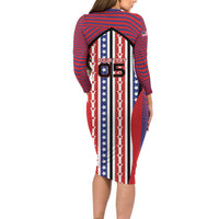 Custom United States Soccer Long Sleeve Bodycon Dress American Eagle Flag Stars And Stripes
