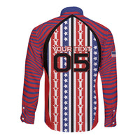 Custom United States Soccer Long Sleeve Button Shirt American Eagle Flag Stars And Stripes