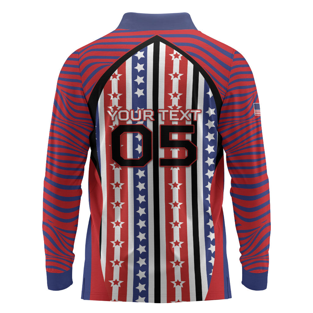 Custom United States Soccer Long Sleeve Polo Shirt American Eagle Flag Stars And Stripes