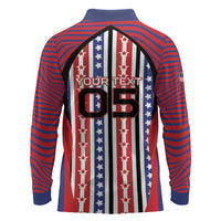 Custom United States Soccer Long Sleeve Polo Shirt American Eagle Flag Stars And Stripes