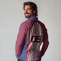 Custom United States Soccer Long Sleeve Polo Shirt American Eagle Flag Stars And Stripes