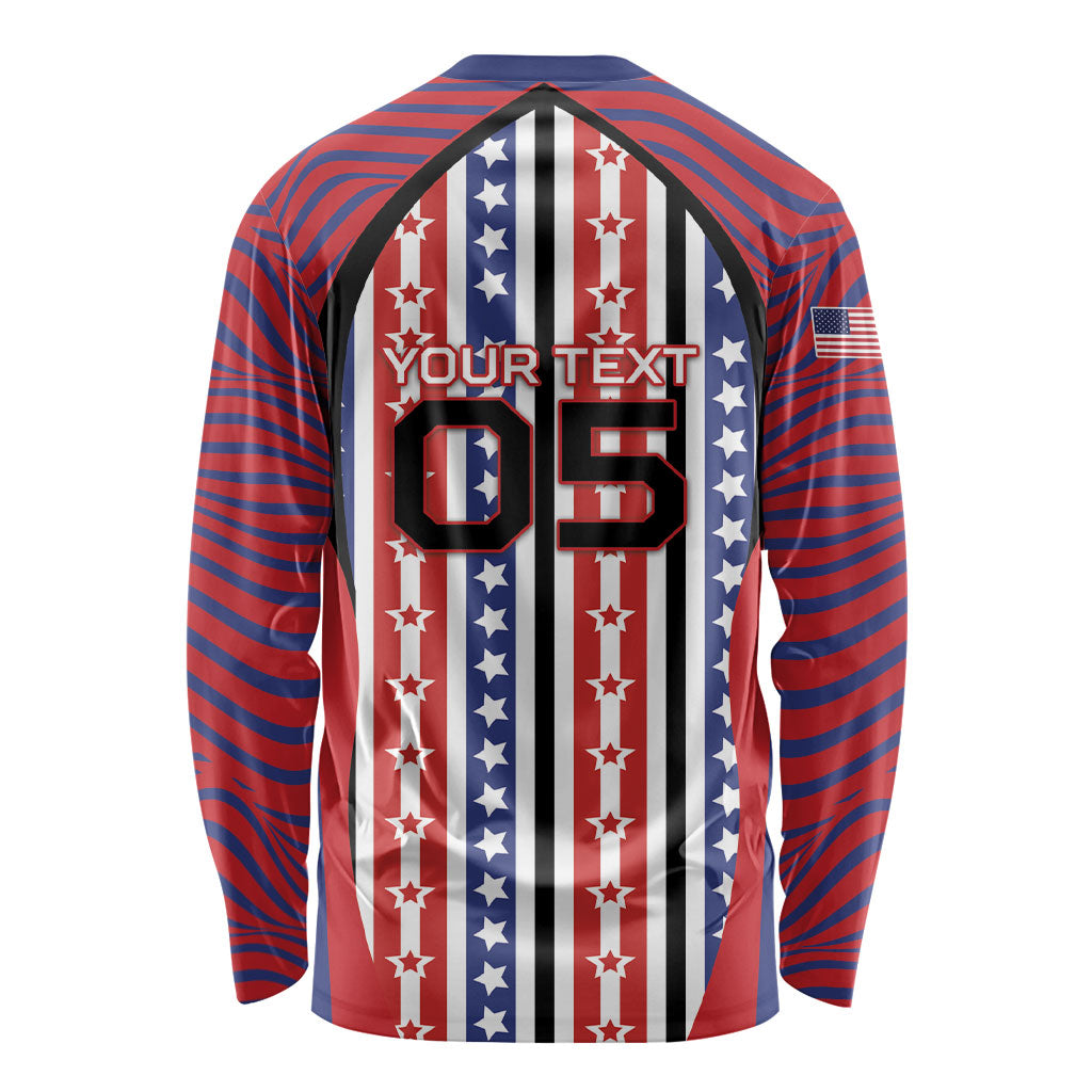 Custom United States Soccer Long Sleeve Shirt American Eagle Flag Stars And Stripes