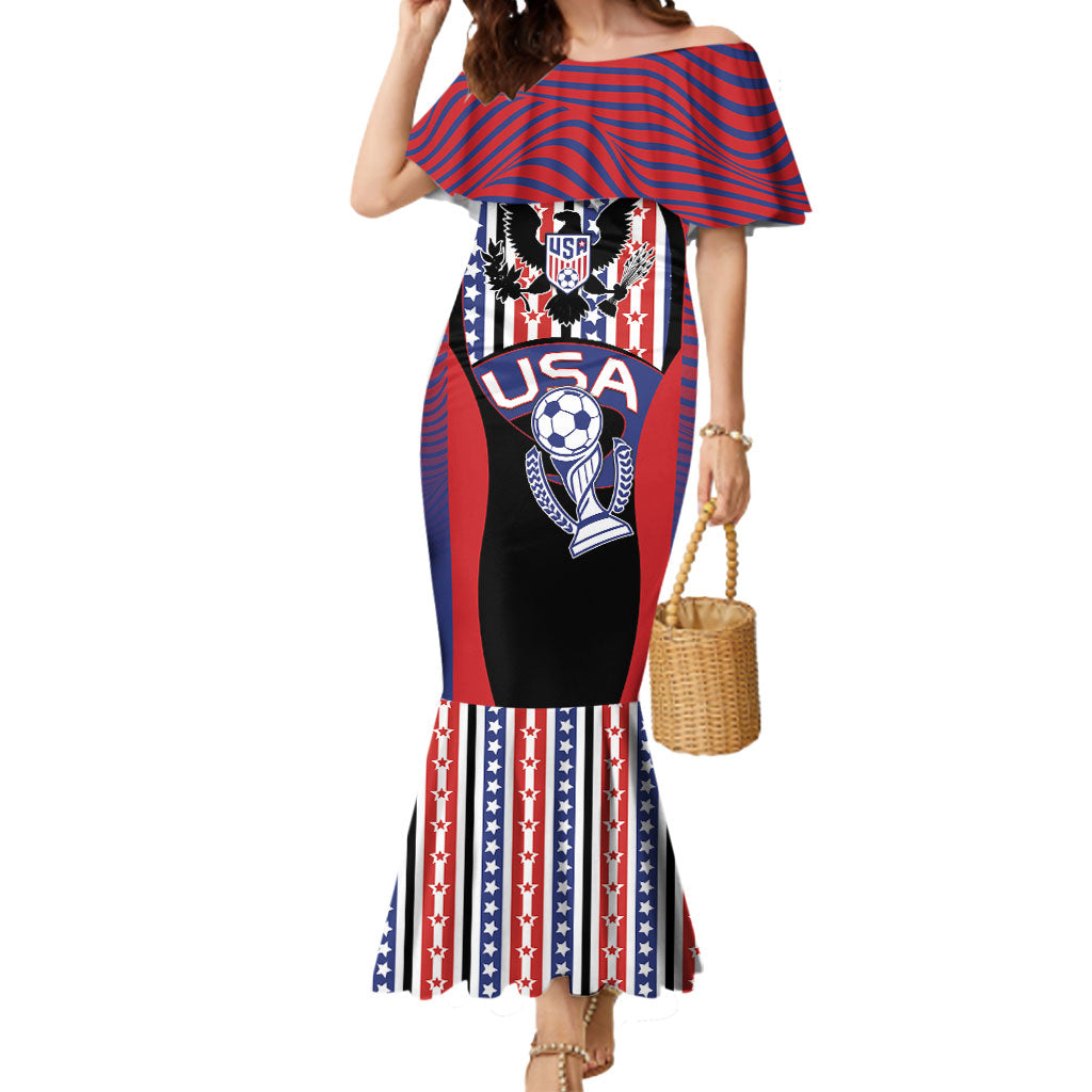Custom United States Soccer Mermaid Dress American Eagle Flag Stars And Stripes