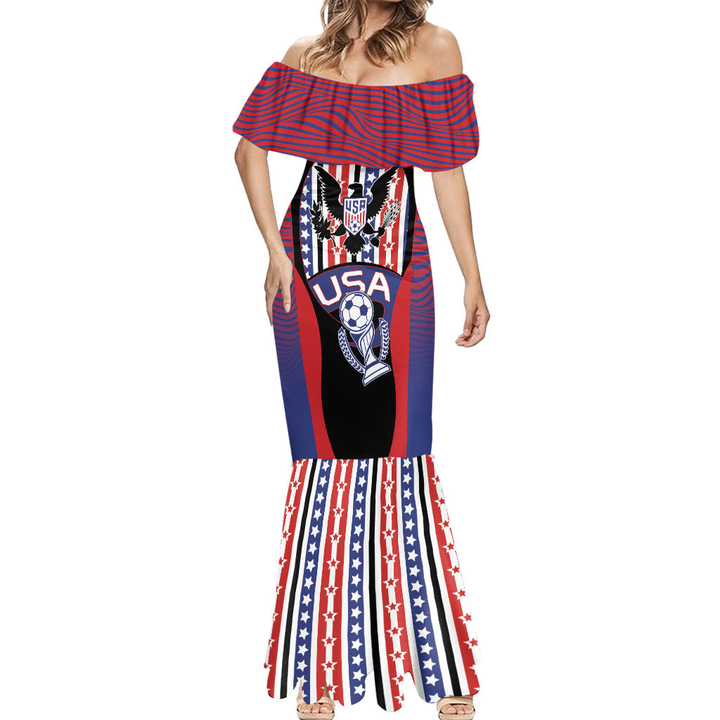 Custom United States Soccer Mermaid Dress American Eagle Flag Stars And Stripes