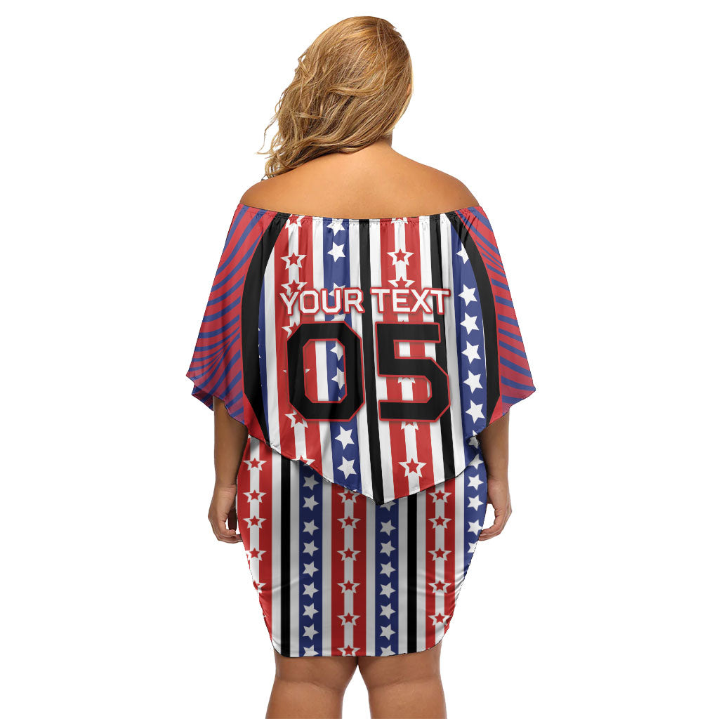 Custom United States Soccer Off Shoulder Short Dress American Eagle Flag Stars And Stripes
