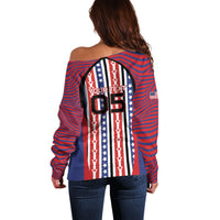 Custom United States Soccer Off Shoulder Sweater American Eagle Flag Stars And Stripes