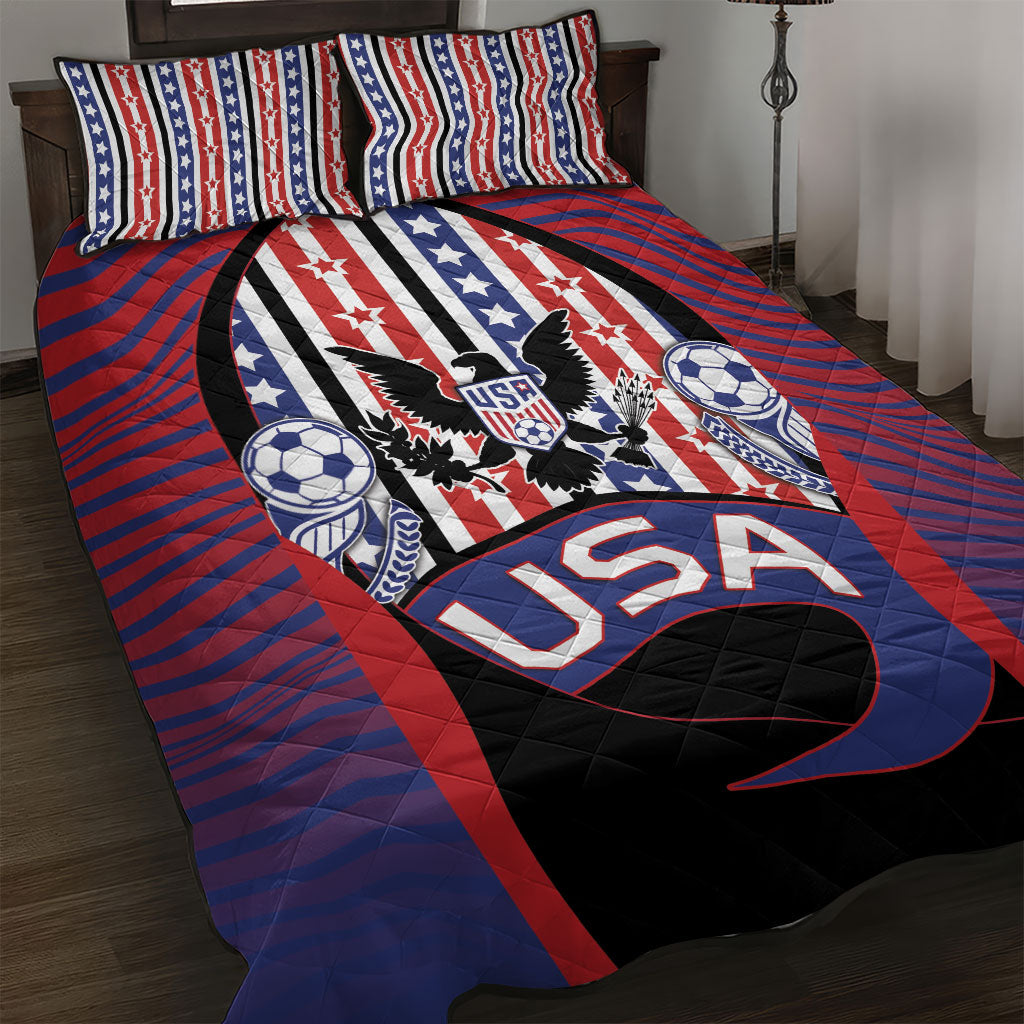 United States Soccer Quilt Bed Set American Eagle Flag Stars And Stripes