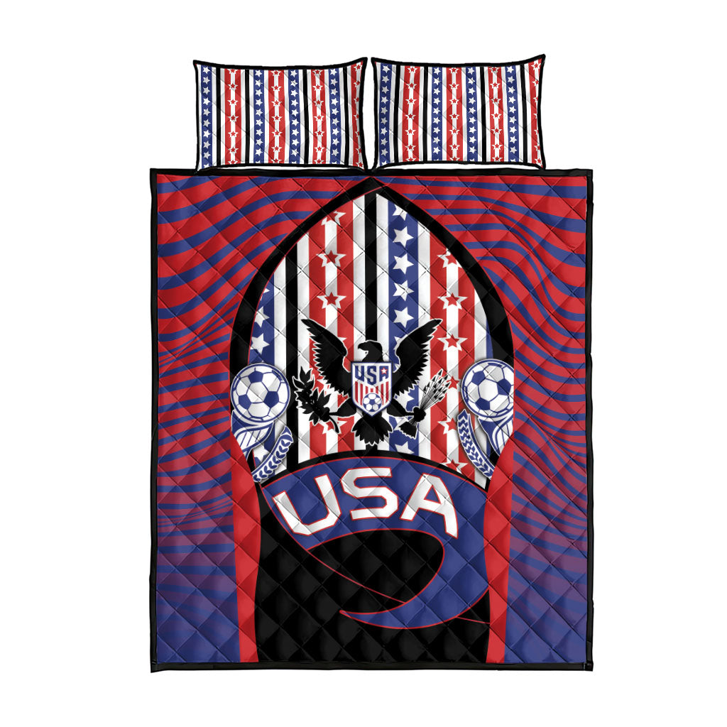 United States Soccer Quilt Bed Set American Eagle Flag Stars And Stripes