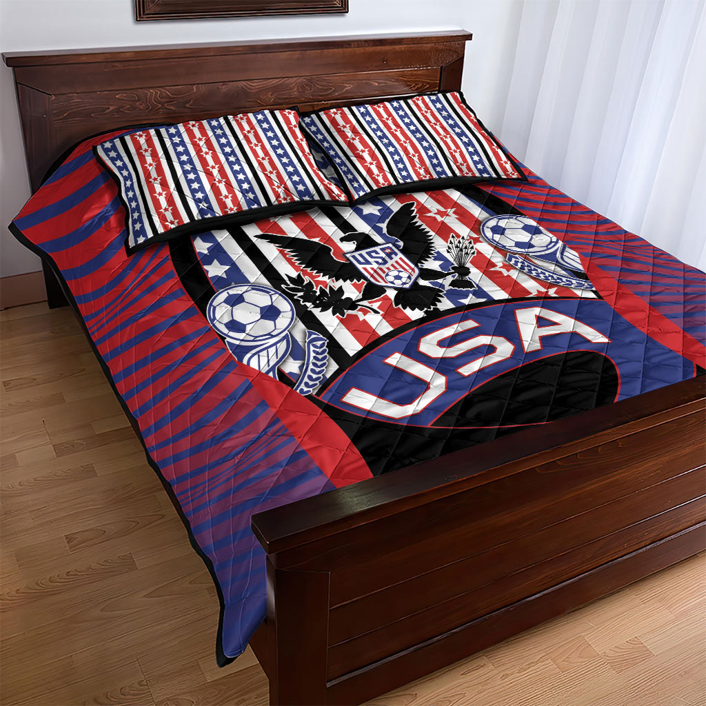 United States Soccer Quilt Bed Set American Eagle Flag Stars And Stripes
