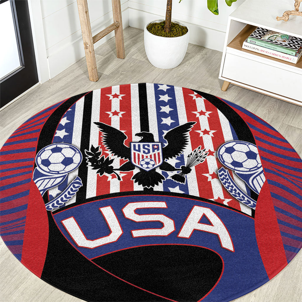 United States Soccer Round Carpet American Eagle Flag Stars And Stripes
