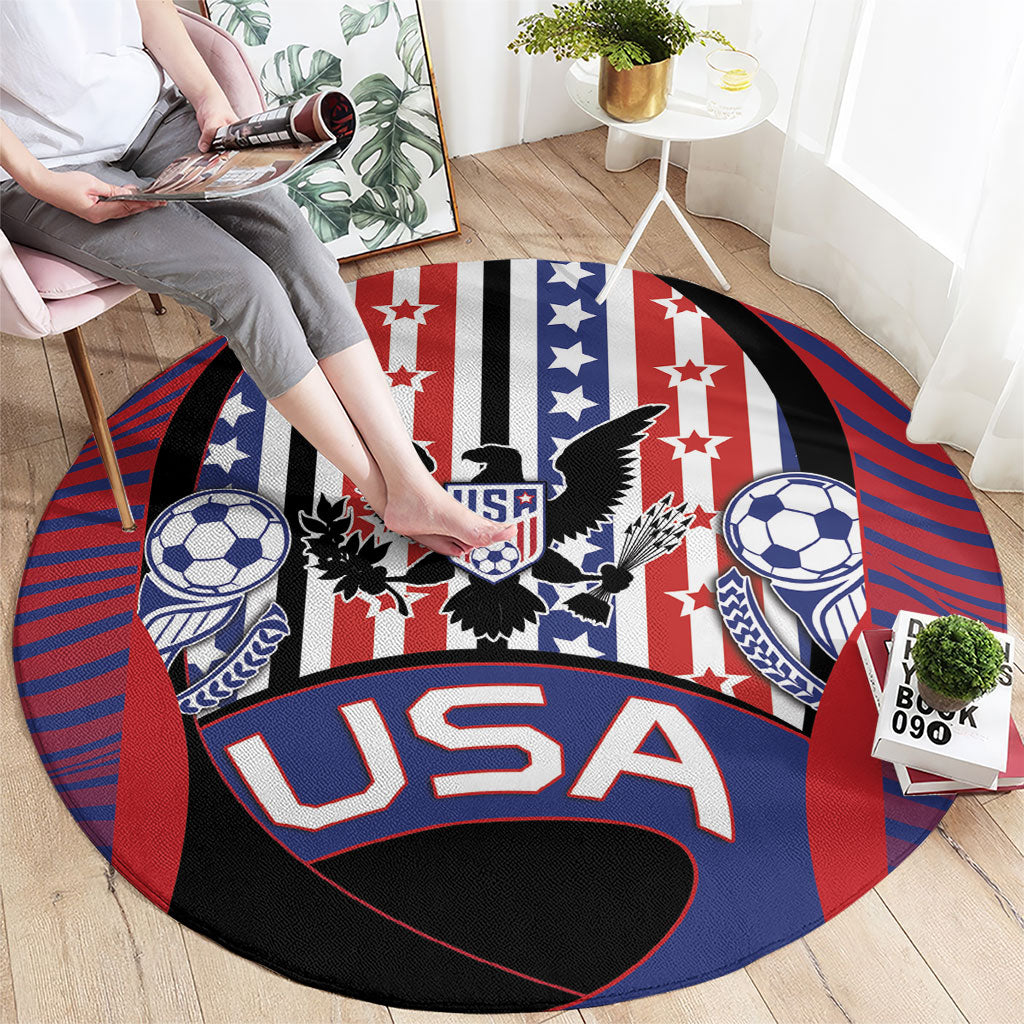 United States Soccer Round Carpet American Eagle Flag Stars And Stripes
