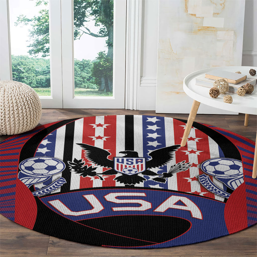 United States Soccer Round Carpet American Eagle Flag Stars And Stripes
