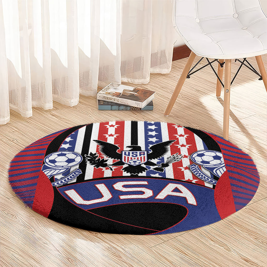 United States Soccer Round Carpet American Eagle Flag Stars And Stripes
