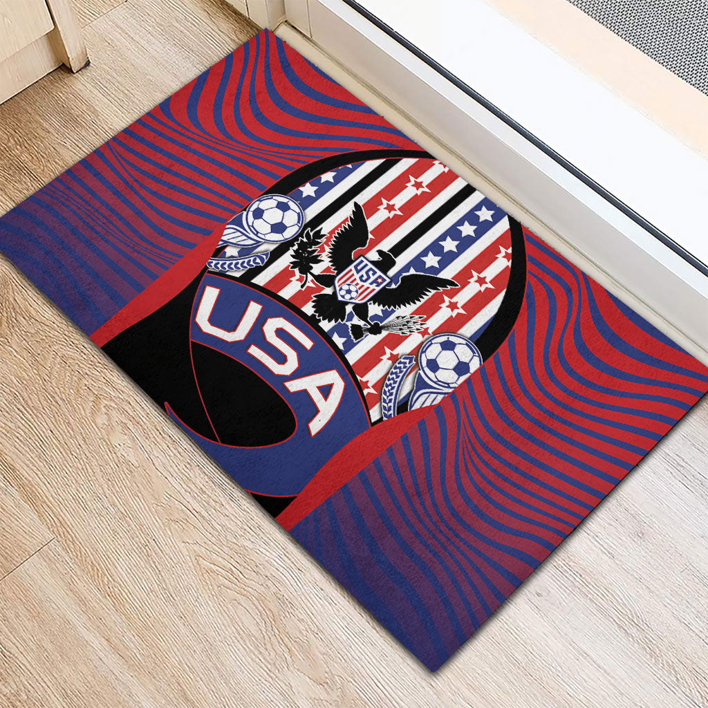 United States Soccer Rubber Doormat American Eagle Flag Stars And Stripes