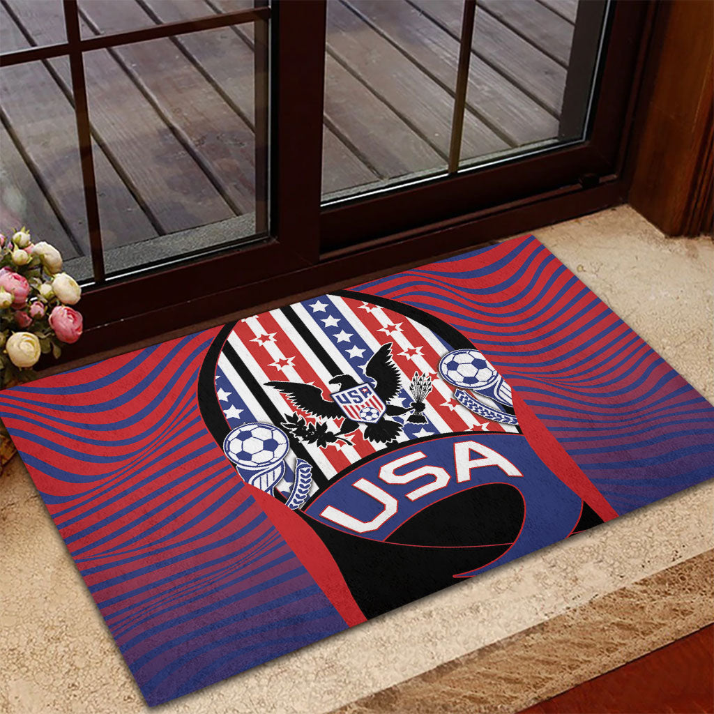 United States Soccer Rubber Doormat American Eagle Flag Stars And Stripes