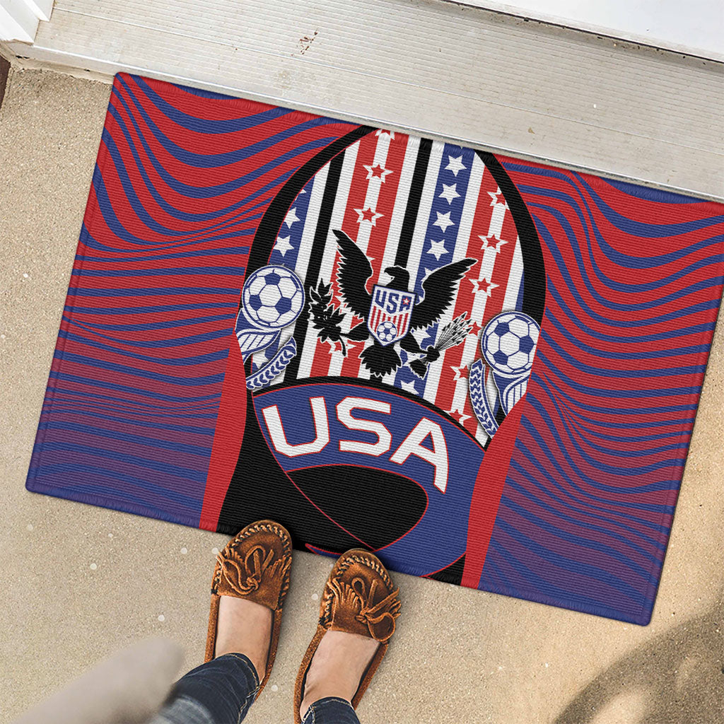 United States Soccer Rubber Doormat American Eagle Flag Stars And Stripes