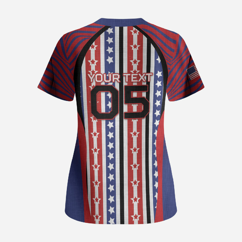 Custom United States Soccer Scrub Top American Eagle Flag Stars And Stripes