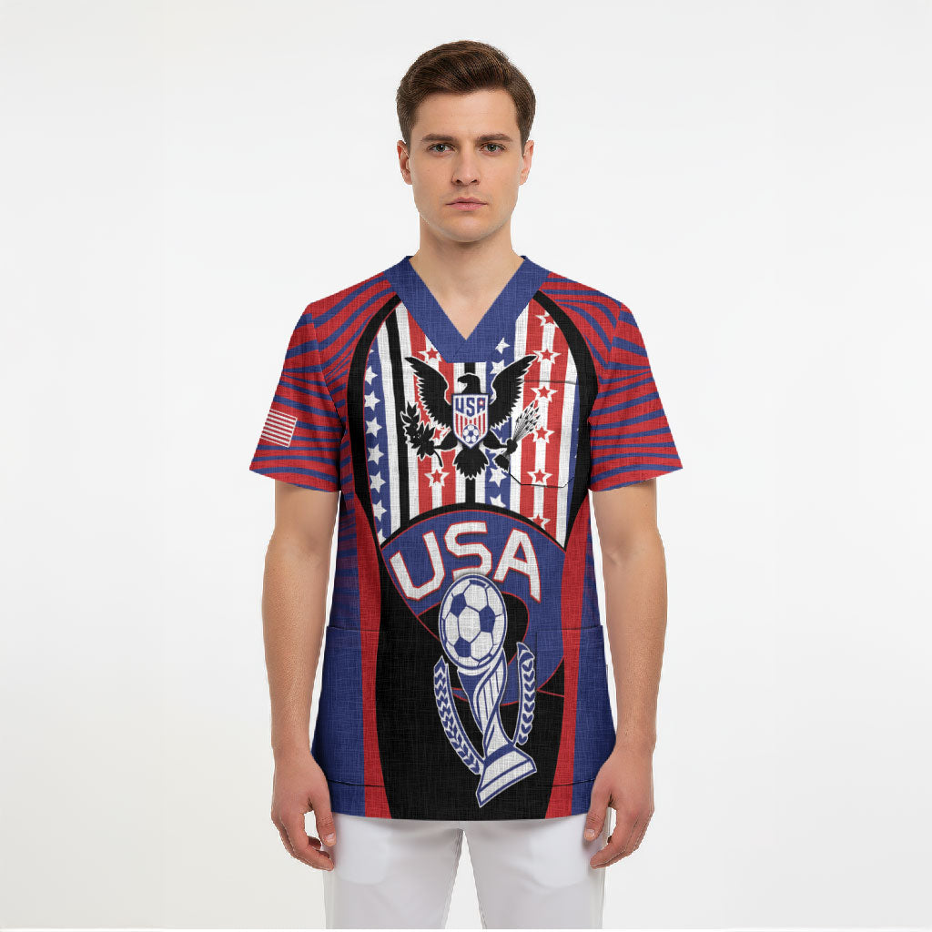 Custom United States Soccer Scrub Top American Eagle Flag Stars And Stripes