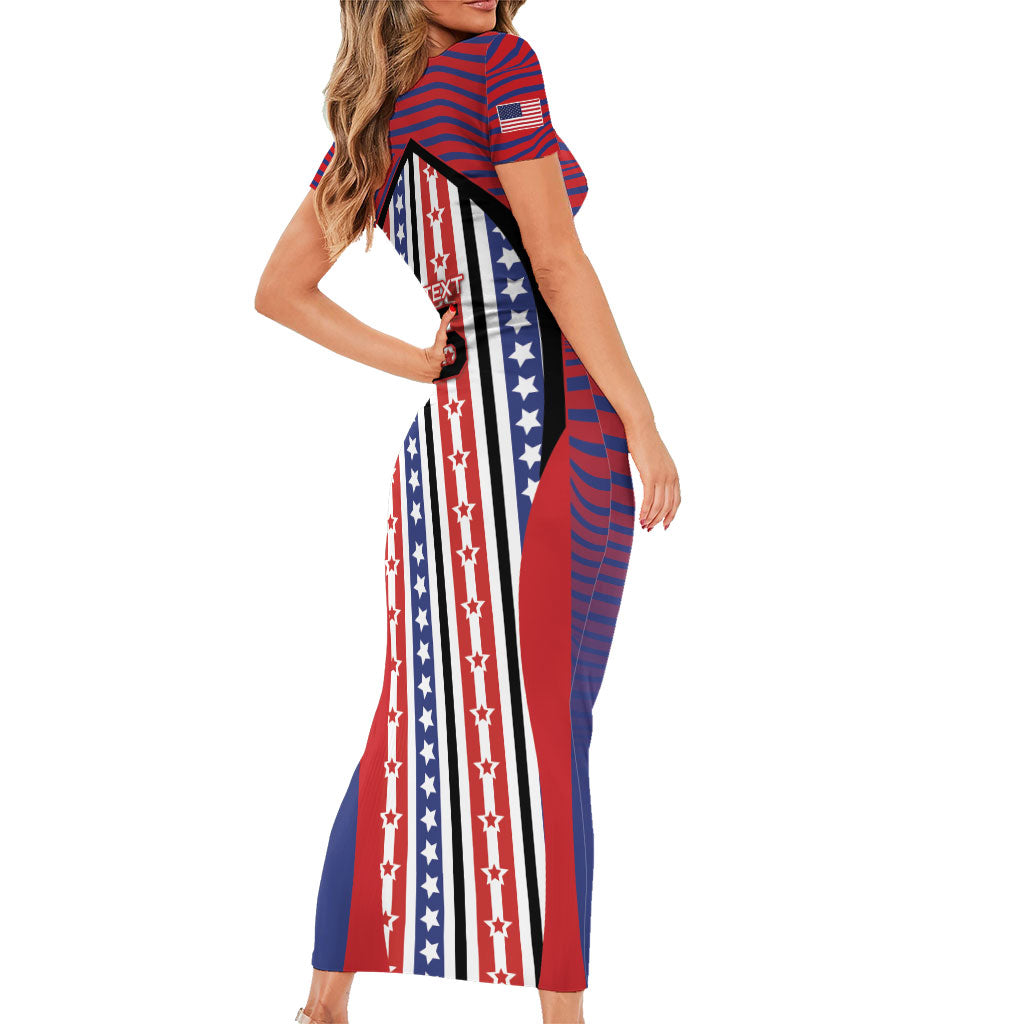 Custom United States Soccer Short Sleeve Bodycon Dress American Eagle Flag Stars And Stripes