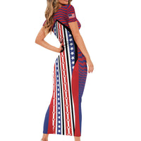Custom United States Soccer Short Sleeve Bodycon Dress American Eagle Flag Stars And Stripes