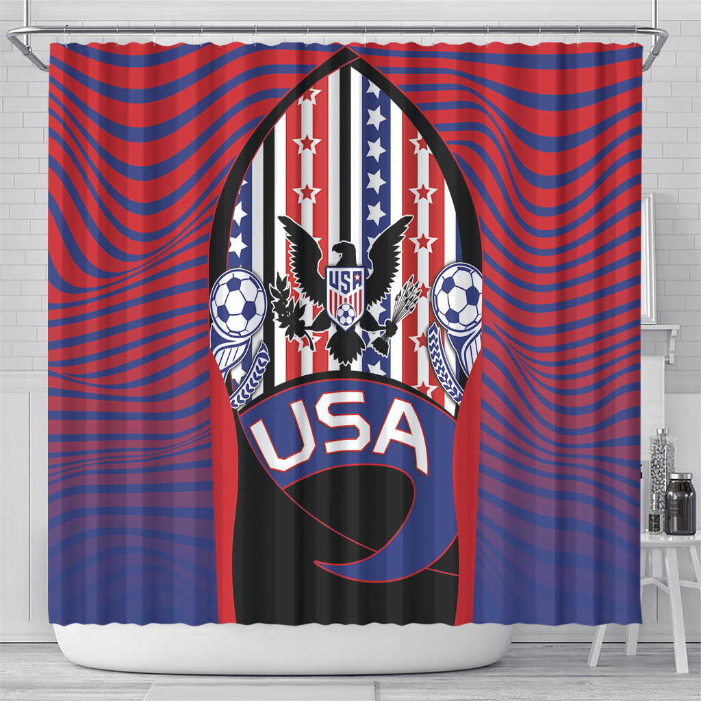 United States Soccer Shower Curtain American Eagle Flag Stars And Stripes