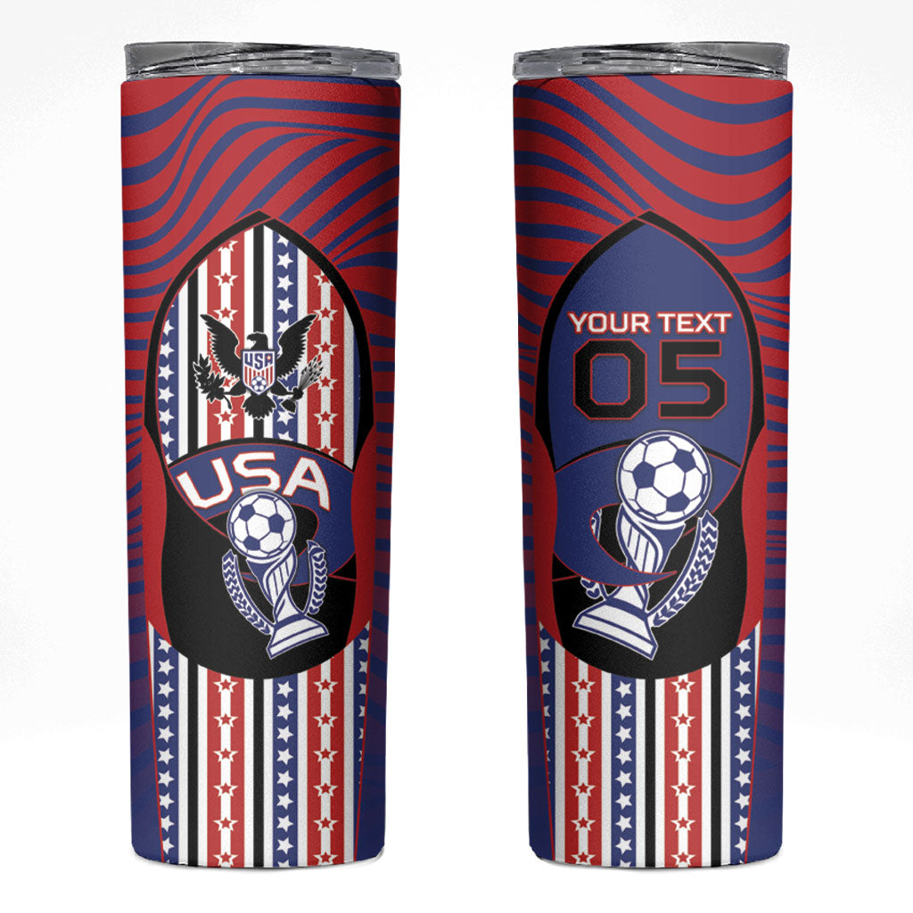 Custom United States Soccer Skinny Tumbler American Eagle Flag Stars And Stripes