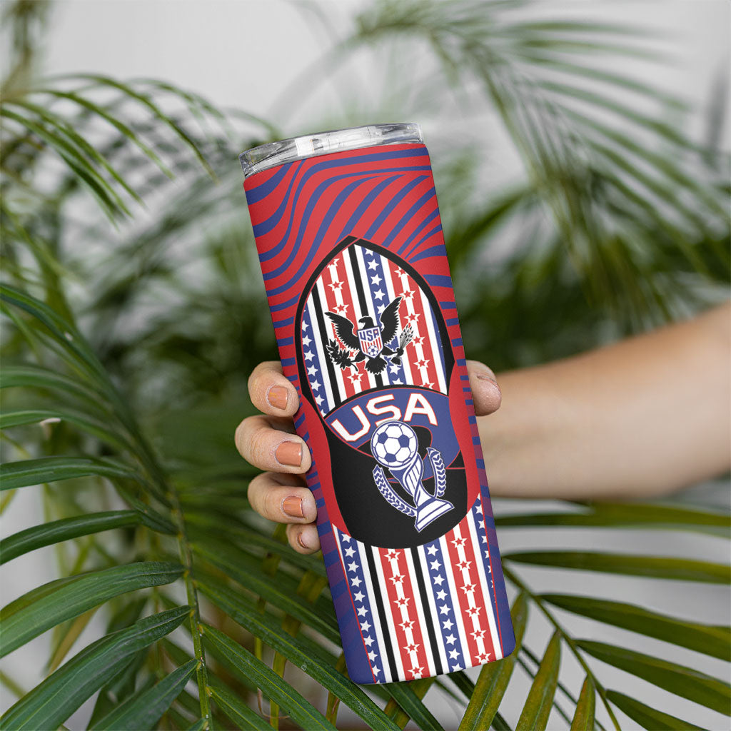 Custom United States Soccer Skinny Tumbler American Eagle Flag Stars And Stripes