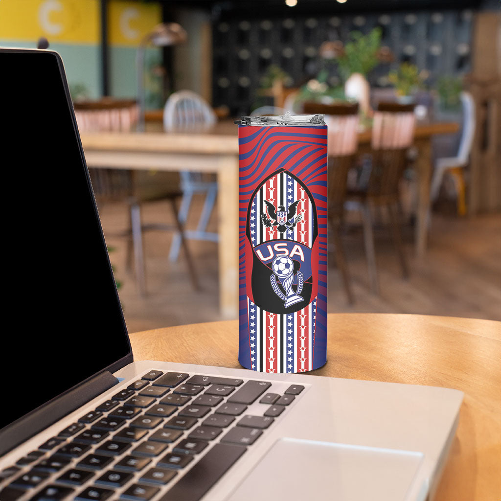 Custom United States Soccer Skinny Tumbler American Eagle Flag Stars And Stripes