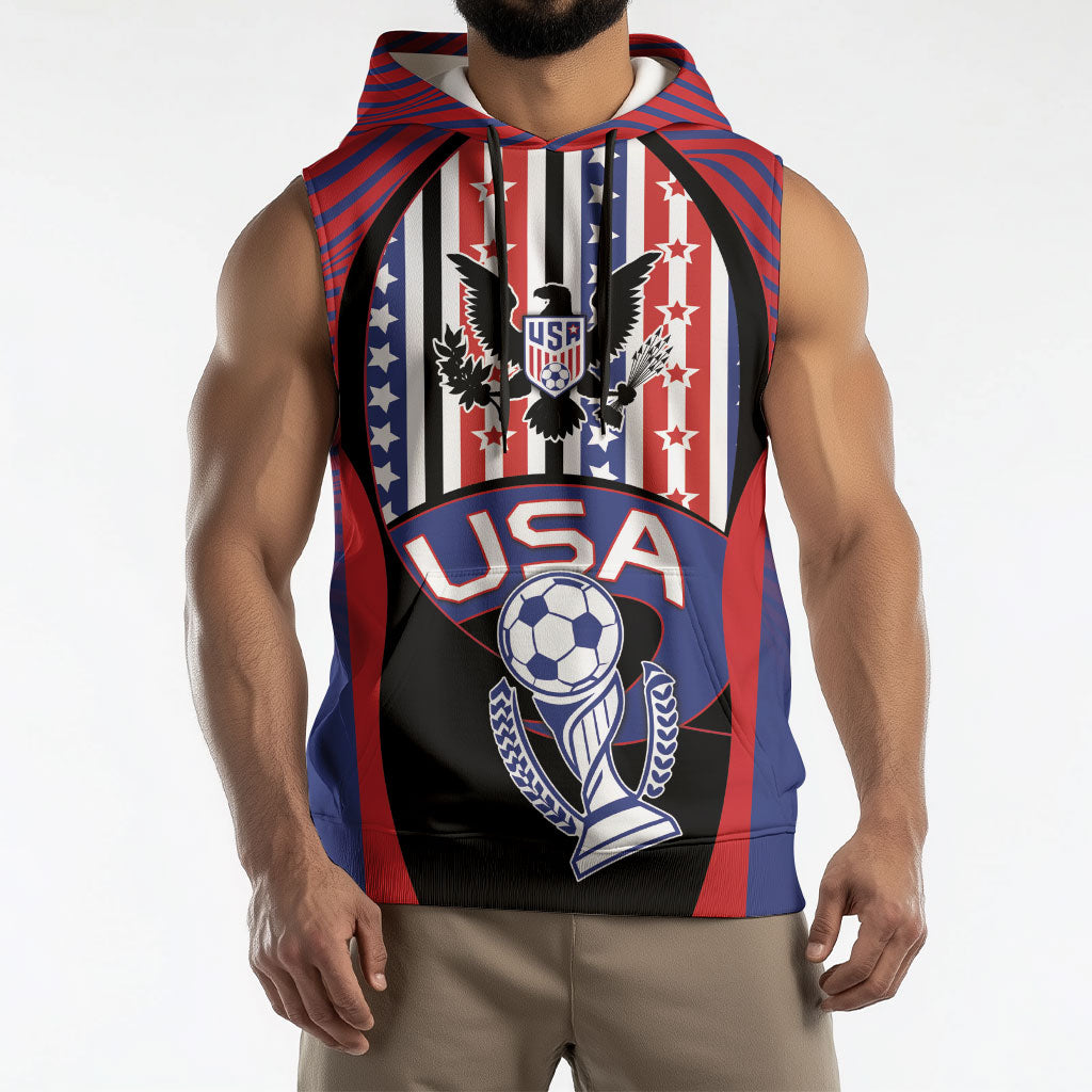 Custom United States Soccer Sleeveless Hoodie American Eagle Flag Stars And Stripes