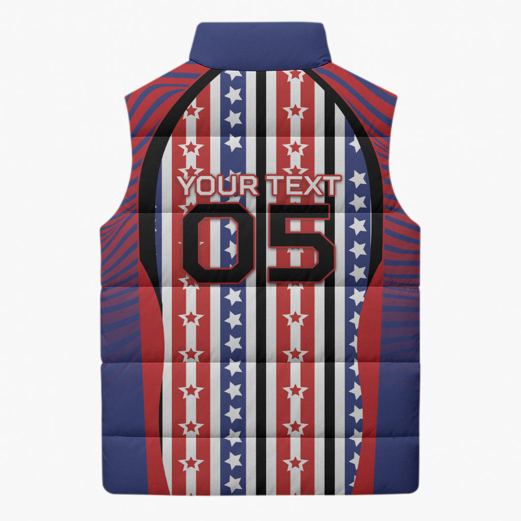 Custom United States Soccer Sleeveless Puffer Jacket American Eagle Flag Stars And Stripes