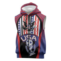Custom United States Soccer Sleeveless Zip Hoodie American Eagle Flag Stars And Stripes
