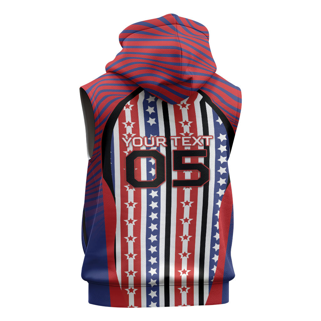Custom United States Soccer Sleeveless Zip Hoodie American Eagle Flag Stars And Stripes
