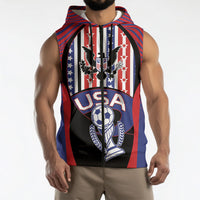 Custom United States Soccer Sleeveless Zip Hoodie American Eagle Flag Stars And Stripes
