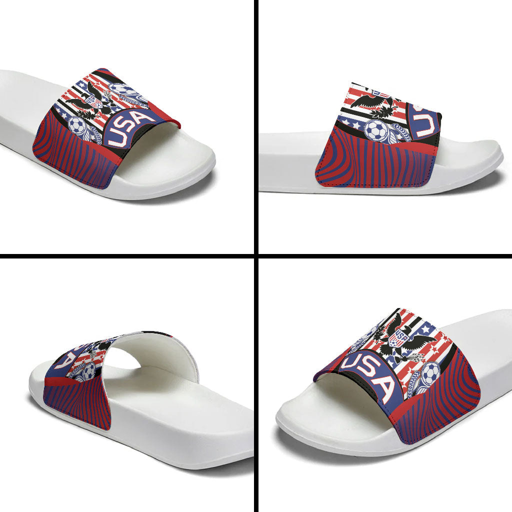 United States Soccer Slide Sandals American Eagle Flag Stars And Stripes