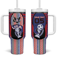 Custom United States Soccer Tumbler With Handle American Eagle Flag Stars And Stripes