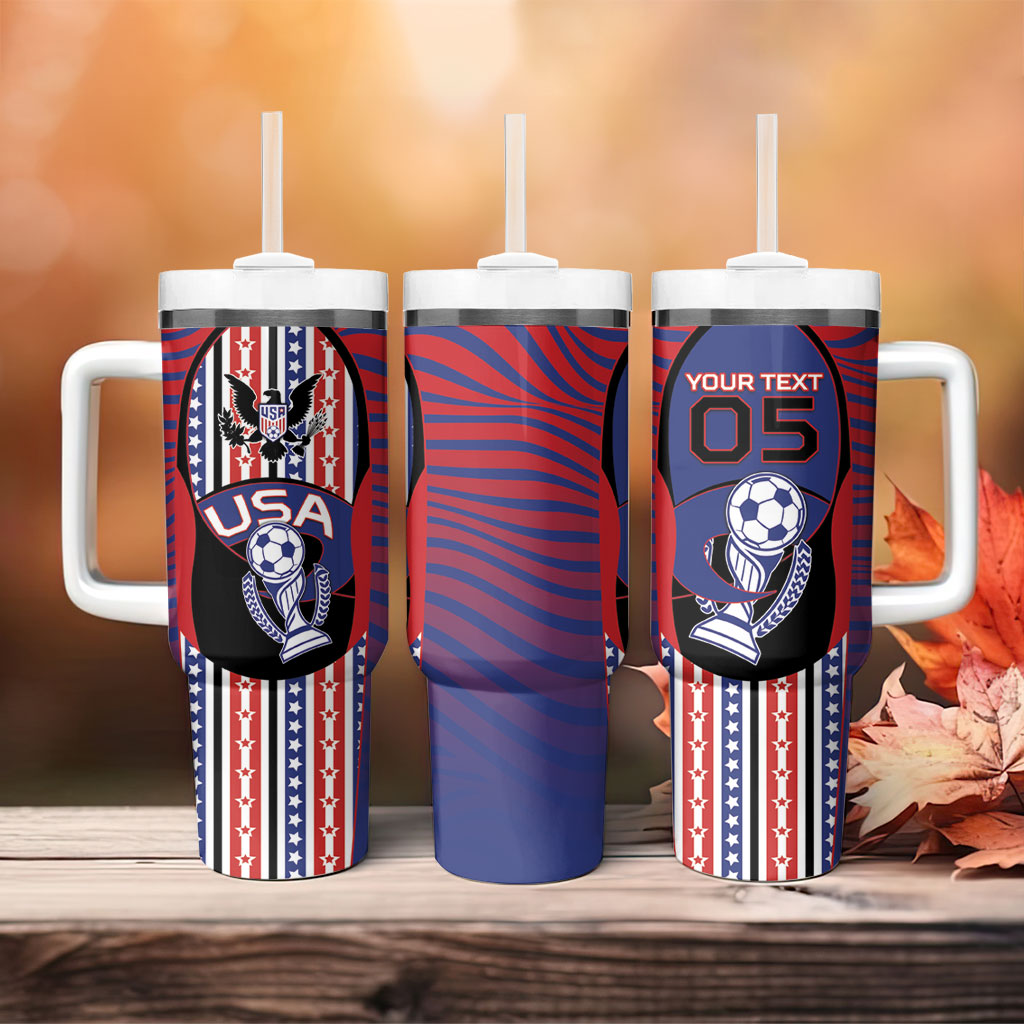 Custom United States Soccer Tumbler With Handle American Eagle Flag Stars And Stripes