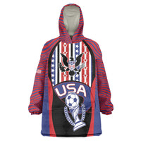 Custom United States Soccer Wearable Blanket Hoodie American Eagle Flag Stars And Stripes
