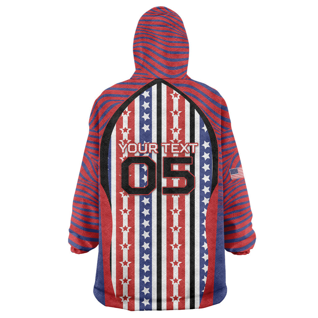 Custom United States Soccer Wearable Blanket Hoodie American Eagle Flag Stars And Stripes