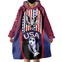 Custom United States Soccer Wearable Blanket Hoodie American Eagle Flag Stars And Stripes