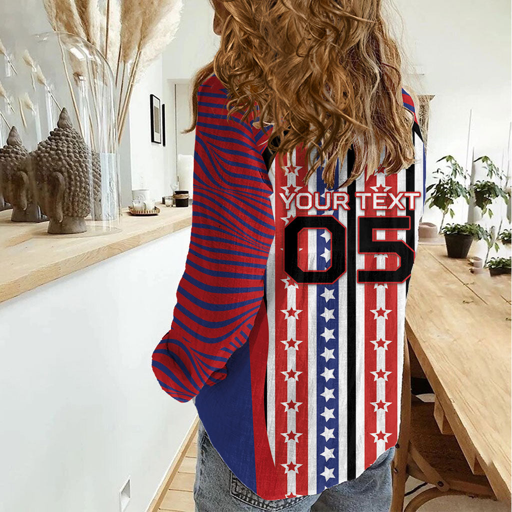 Custom United States Soccer Women Casual Shirt American Eagle Flag Stars And Stripes