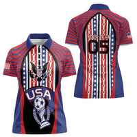 Custom United States Soccer Women Polo Shirt American Eagle Flag Stars And Stripes