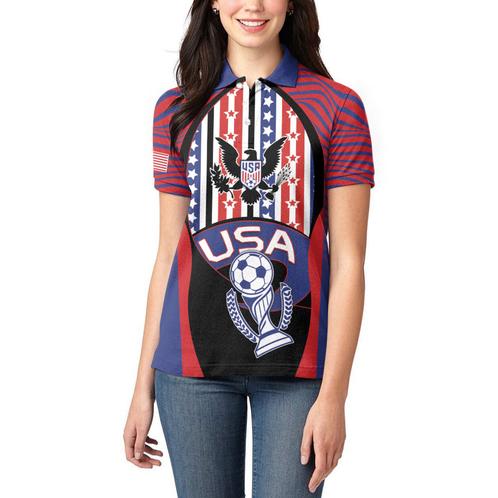 Custom United States Soccer Women Polo Shirt American Eagle Flag Stars And Stripes
