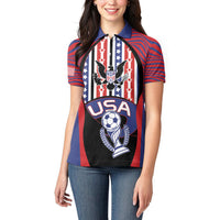 Custom United States Soccer Women Polo Shirt American Eagle Flag Stars And Stripes