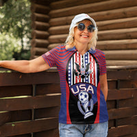 Custom United States Soccer Women Polo Shirt American Eagle Flag Stars And Stripes